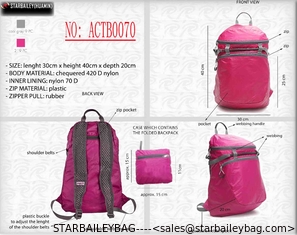China 420D nylon foladble backpack-easy for traveling backpack-folding gift pack-school bag supplier