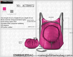 China 420D nylon foladble bag-easy going traveling backpack-good design folding gift pack supplier
