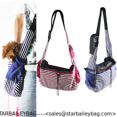 China Striped Canvas Sling Bag Pet Carrier For Dog/Cat Travel Bag Red,Blue supplier