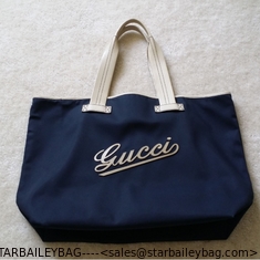China Women Teavel Bag Nylon Large Shopping Tote Bag Dark Navy Leather Straps handbag supplier