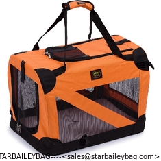 China Soft Folding Travel Collapsible Pet Dog Crate Carrier Bag with leash holder supplier