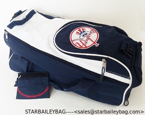 China Official MLB New York Yankees Duffle Bag Navy Tuck Style Duffel Baseball Logo supplier