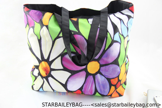 China Flowers Soft Foldable Tote Women's Shopping Bag Shoulder Bag Lady Handbag Pouch supplier