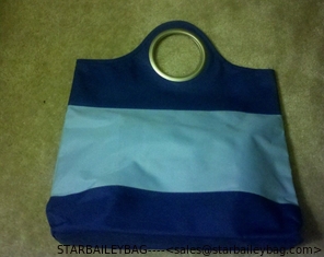 China New Blue &amp; Light Blue Stripe ♡ Canvas Beach Tote ♡ Shopping Bag ♡ Handbag supplier