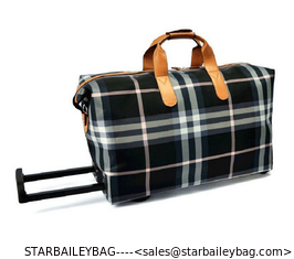 China European Style checked travel bag with wheels, travel handbag supplier
