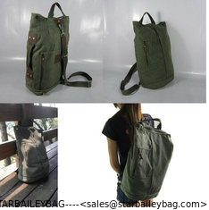 China Olive Green Leisure Canvas Travel Kit Bags with PU Leather supplier