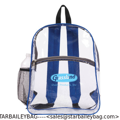 China Clear PVC backpack with colored trims and grey zippers supplier