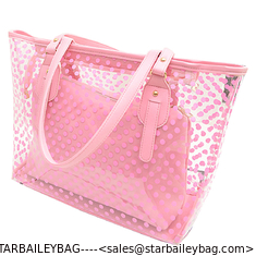 China Clear PVC Small Beach Tote Bag Sets Top Handle Handbag Zipper Purses Wallets Girls 2pcs In 1 Hand Bag supplier